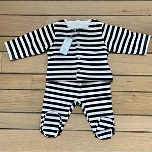 NWT Jacadi Paris Navy and White Striped Set size 0-3 months